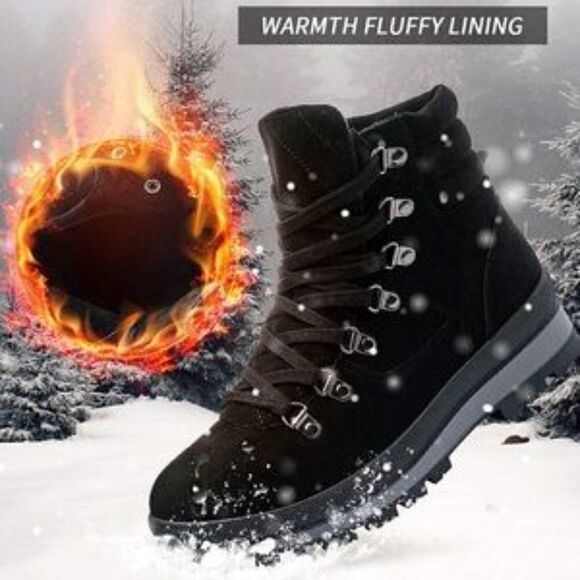 NEW Black Combat Snow Boots Lace Up Ankle - Picture 6 of 7